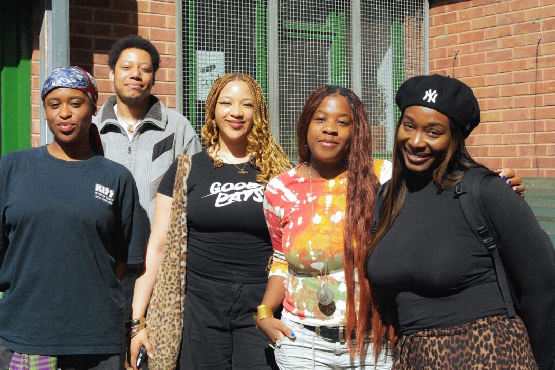 okcandice, Amir KDZ, Samara Danielle, Danielle Ncube and Yassmin Turner (left to right) pictured standing outside of the Friends of The Earth building.