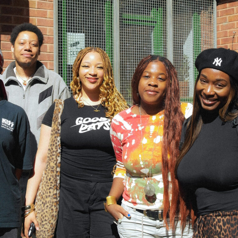 okcandice, Amir KDZ, Samara Danielle, Danielle Ncube and Yassmin Turner (left to right) pictured standing outside of the Friends of The Earth building.